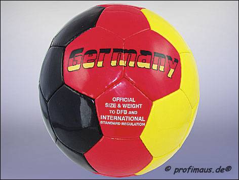 Trainingsball schwarz/rot/gelb, durchgefaerbt, nach FIFA/DFB Norm
Groesse 5, 420 Gramm, handgenaeht - TOP-QUALITAET