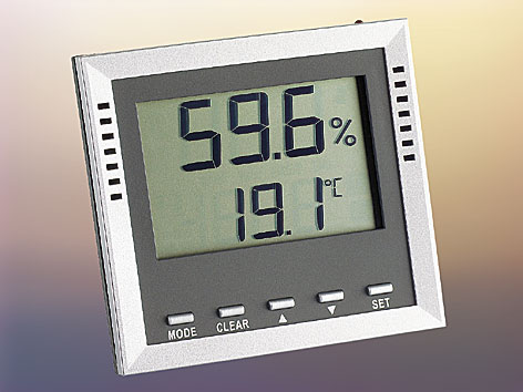 Temperatur-Feuchtemessgerät mit Taupunktanzeige und Alarm-LED